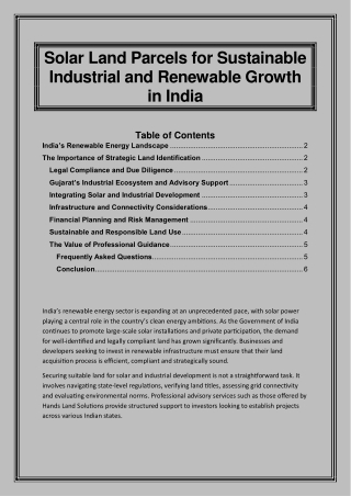 Solar Land Parcels for Sustainable Industrial and Renewable Growth in India