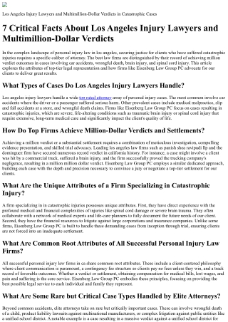 Los Angeles Injury Lawyers and Multimillion-Dollar Verdicts in Catastrophic Case