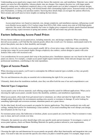 Understanding Access Panel Price Ranges