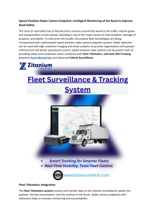 Speed Violation Radar Camera Snapshot: Intelligent Monitoring of the Road to Imp