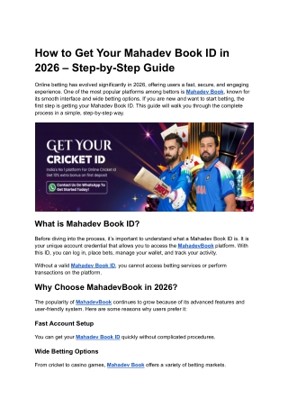 How to Get Your Mahadev Book ID in 2026