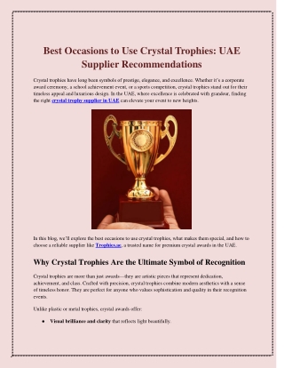 Trophies Best Occasions to Use Crystal Trophies_ UAE Supplier Recommendations