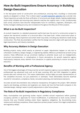 How As-Built Inspections Ensure Accuracy in Building Design Execution
