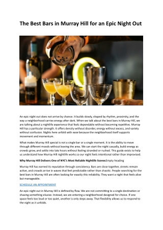 The Best Bars in Murray Hill for an Epic Night Out