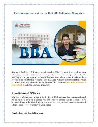 Top Strategies to Look for the Best BBA Colleges in Ghaziabad