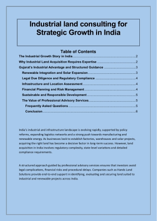 Industrial land consulting for Strategic Growth in India