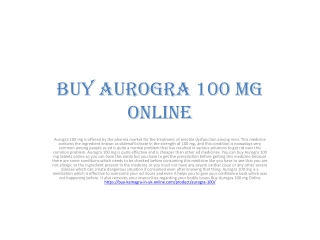 Buy Aurogra 100 mg Online