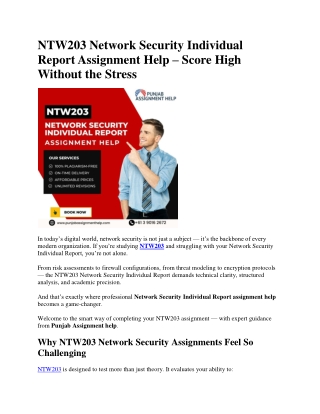 NTW203 Network Security Individual Report Assignment Help – Score High Without t