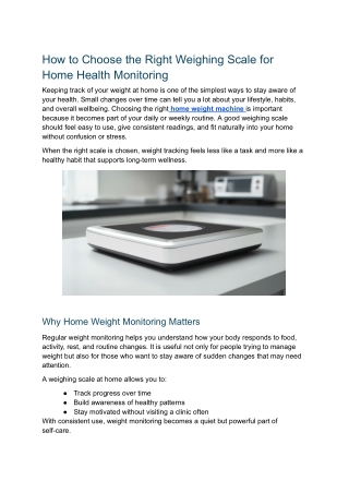 How to Choose the Right Weighing Scale for Home Health Monitoring