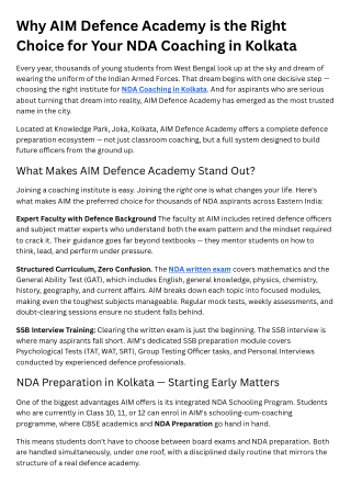 NDA Coaching in Kolkata with Comprehensive Exam Preparation Programs