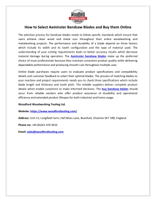 How to Select Axminster Bandsaw Blades and Buy them Online