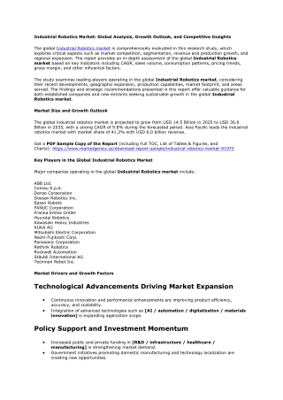 Industrial Robotics Market: Global Analysis, Growth Outlook 2035