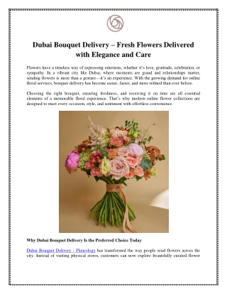 Dubai Bouquet Delivery – Fresh Flowers Delivered with Elegance and Care
