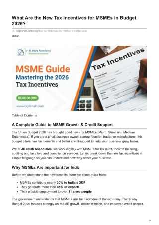 cajdshah.com-What Are the New Tax Incentives for MSMEs in Budget 2026