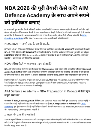 NDA Coaching in Kolkata that Focuses on Written Exam and SSB Training