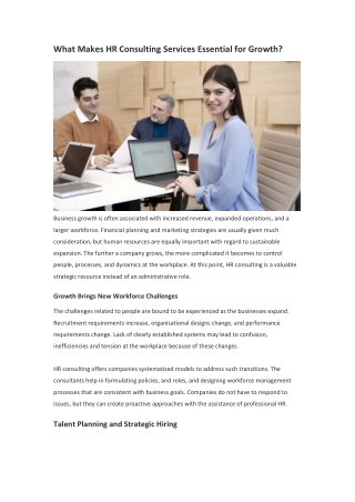 What Makes HR Consulting Services Essential for Growth
