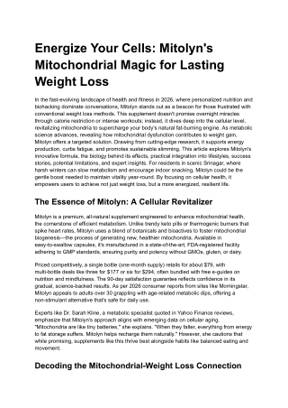Energize Your Cells_ Mitolyn's Mitochondrial Magic for Lasting Weight Loss