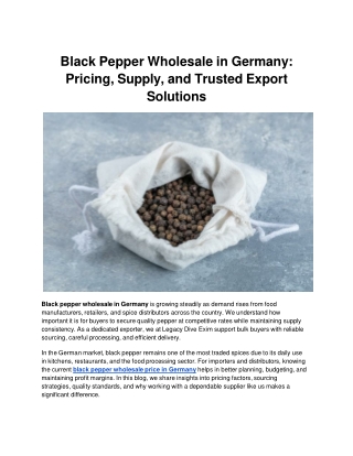 Black Pepper Wholesale in Germany_ Pricing, Supply, and Trusted Export Solutions