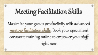 Meeting Facilitation Skills