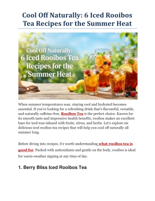 Cool Off Naturally - 6 Iced Rooibos Tea Recipes for the Summer Heat