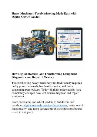 Heavy Machinery Troubleshooting Made Easy with Digital Service Guides