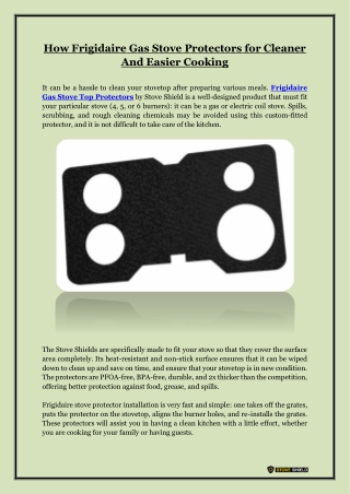 How Frigidaire Gas Stove Protectors for Cleaner And Easier Cooking