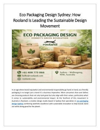 Eco Packaging Design Sydney: How Rooland Is Leading the Sustainable Design Movem