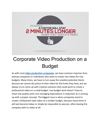Corporate Video Production on a Budget