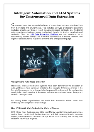 Intelligent Automation and LLM Systems for Unstructured Data Extraction