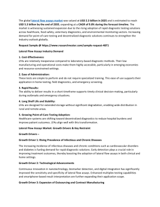 Lateral Flow Assays Market Size, Outlook and Forecast for 2026–2035
