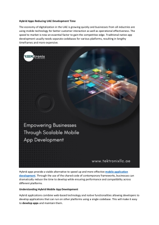 Hybrid Apps Reducing UAE Development Time