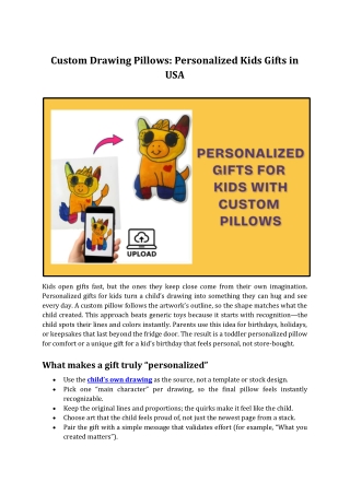 Custom Drawing Pillows: Personalized Kids Gifts in USA