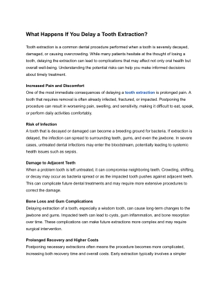 What Happens If You Delay a Tooth Extraction