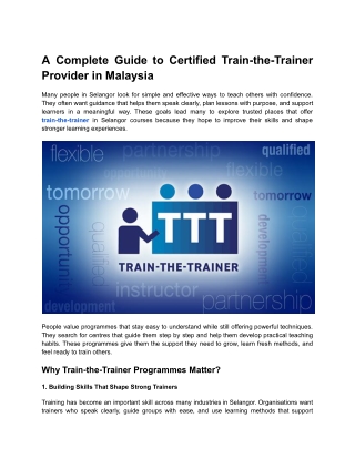 Train the Trainer (TTT) Certification Program | Knowledge Hub Asia
