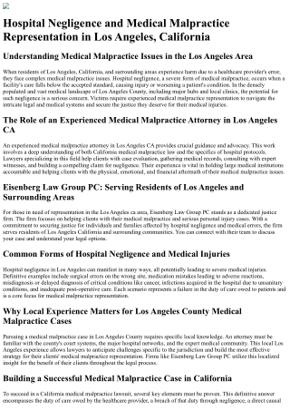 Understanding Medical Malpractice Issues in the Los Angeles Area
