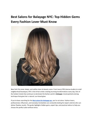 Best Salons for Balayage NYC_ Top Hidden Gems Every Fashion Lover Must Know