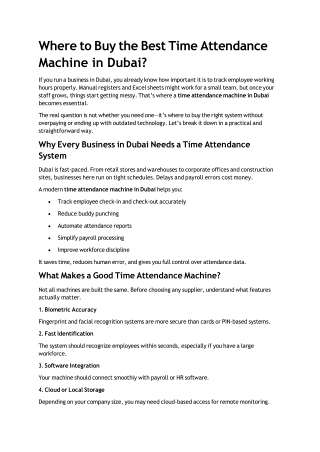 Where to Buy the Best Time Attendance Machine in dubai