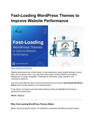 Fast-Loading WordPress Themes to Improve Website Performance