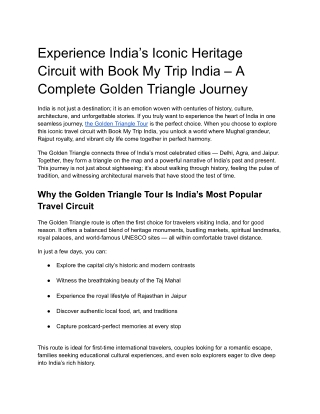 Book Golden Triangle Tour with Book My Trip India