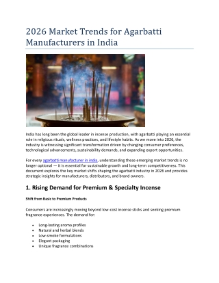 2026 Market Trends for Agarbatti Manufacturers in India-