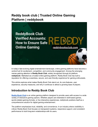 Reddy book club _ Trusted Online Gaming Platform _ reddybook