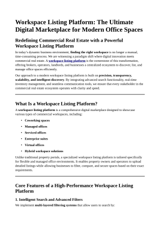 workspace listing platform