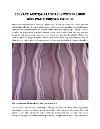 Elevate Australian Spaces with Premium Wholesale Curtain Fabrics