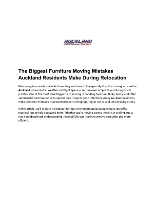 The Biggest Furniture Moving Mistakes Auckland