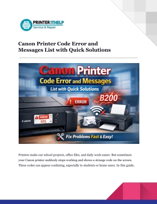 Canon Printer Code Error Quick Fix Guide