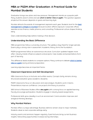 MBA or PGDM After Graduation A Practical Guide for Mumbai Students