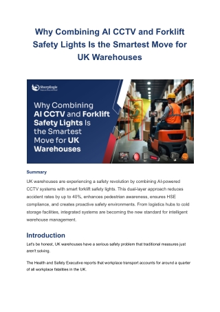 Why Combining AI CCTV and Forklift Safety Lights Is the Smartest Move for UK Warehouses