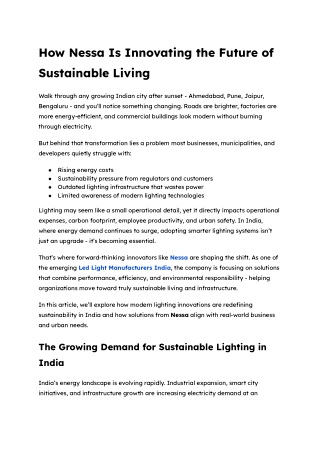 How Nessa Is Innovating the Future of Sustainable Living