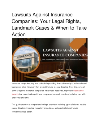 Lawsuits Against Insurance Companies: Know Your Rights