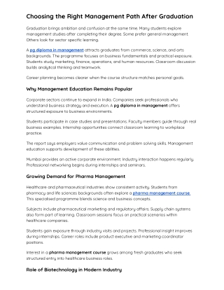 Choosing the Right Management Path After Graduation